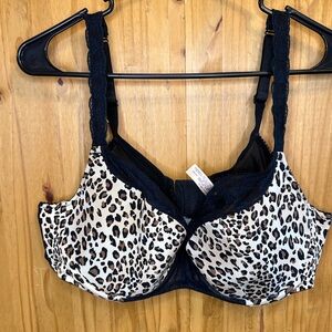 Cacique Leopard Print Bra with Black Lace